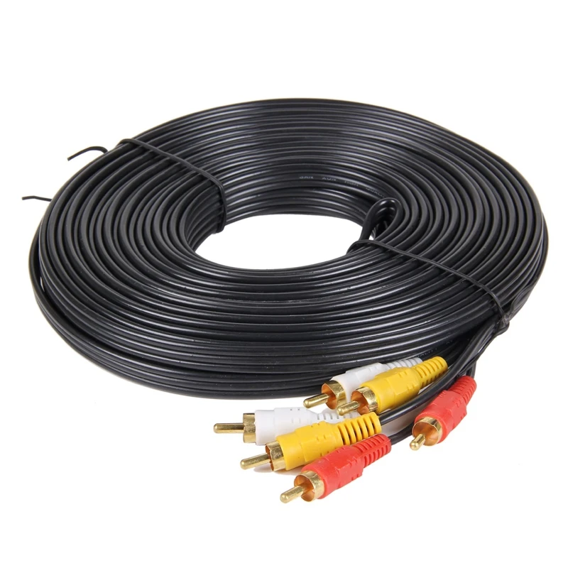 3RCA-3RCA видео кабель/AV код 3-pin-3 pin(черный, 20 м