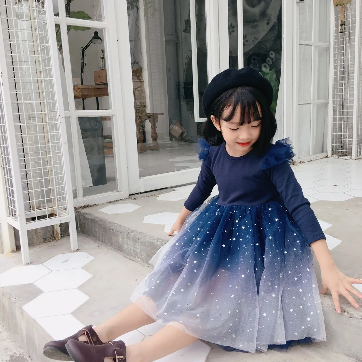 Детские платья для девочек с рукавами, кружевные платья-пачки вечерние платья принцессы с рукавами для маленьких девочек, платья-пачки для От 4 до 9 лет