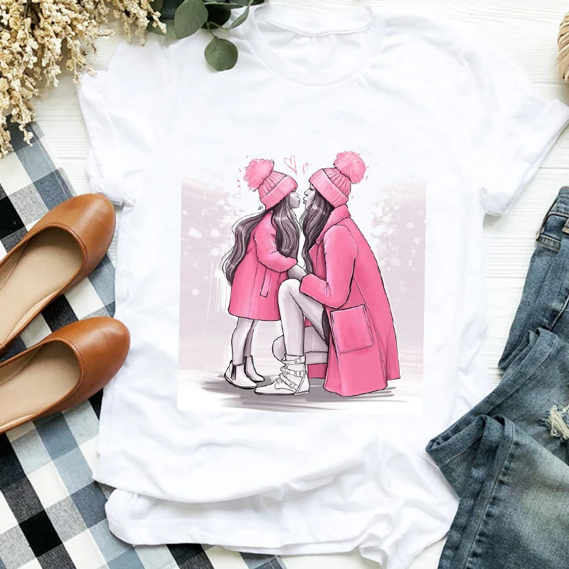 Женская рубашка с принтом любовь Модная стильная одежда Love Mama футболка графическим для мамы и дочки женская