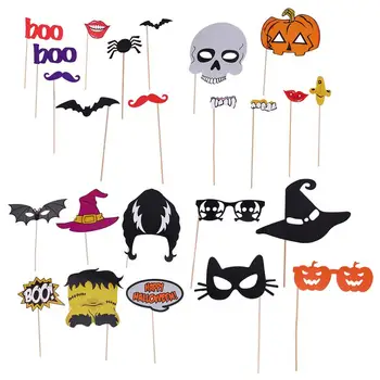 

24pcs Halloween Photo Props Funny Halloween Elements Selfie Props Unique Picture Shooting Decor for Halloween Ghost Festival