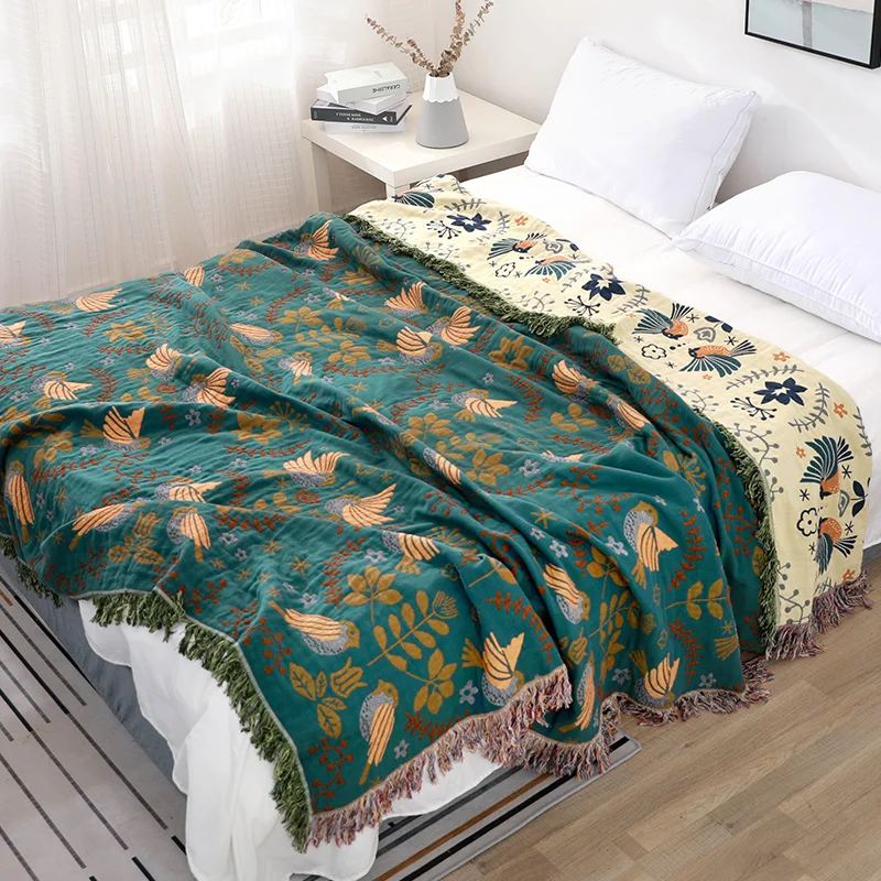 100% Cotton High quality Nap blanket Home bedding  Muslin Summer toweling coverlet Travel Breathable Chic Large Throw Blanket