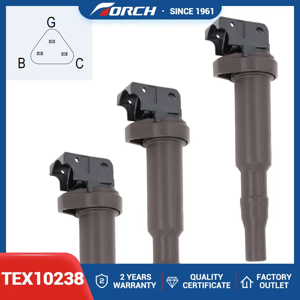 

1Pcs Ignition Coil Torch TEX10238 Replace for 0221504470 12137594937 12137562744 12137571643 UF592 C1477 Fit with BMW 128i 08-13