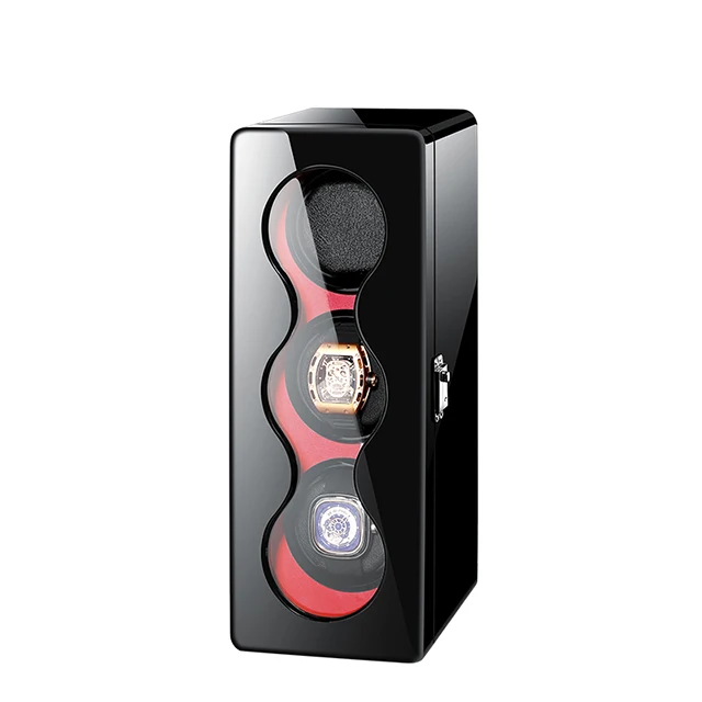 Автоматический деревянный 3 слота часы Winder Box чехол для хранения с фортепиано отделка довольно мотор