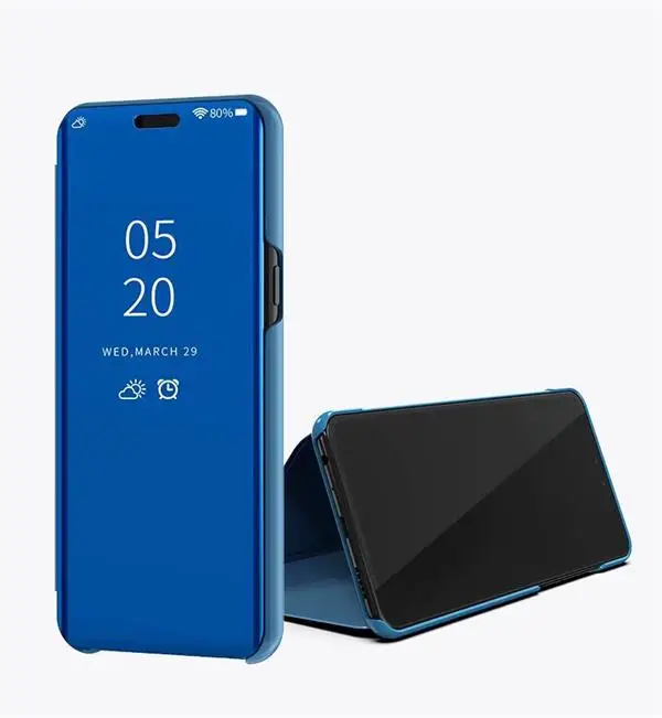 Роскошное умное зеркало флип чехол для LG G8 ThinQ Прозрачный чехол для LG V30 Plus V30S V35 V40 V50 ThinQ Coque для LG Q60 K50 Fundas - Цвет: blue