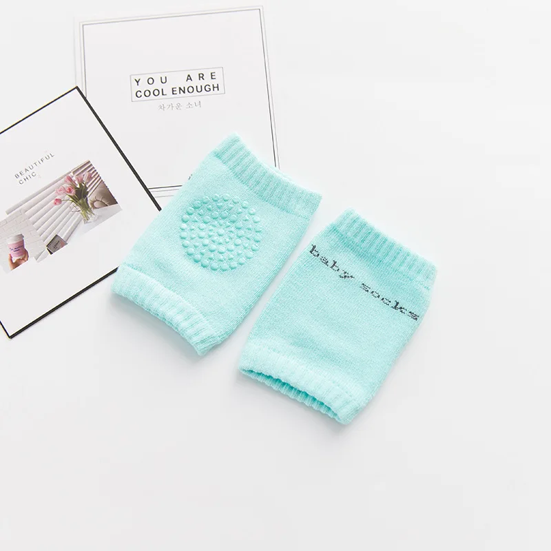 Детские наколенники ручной вязки, летние Пластиковые нескользящие носки для ползания с манжетами для малышей Детские теплые носки - Цвет: reseda