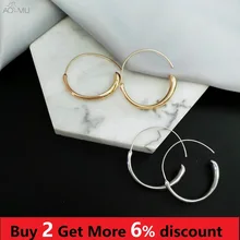 AOMU простые трендовые геометрические полые матовые металлические большие полукруглые кривые серьги-кольца Подарки для женщин и девушек очаровательные свадебные украшения