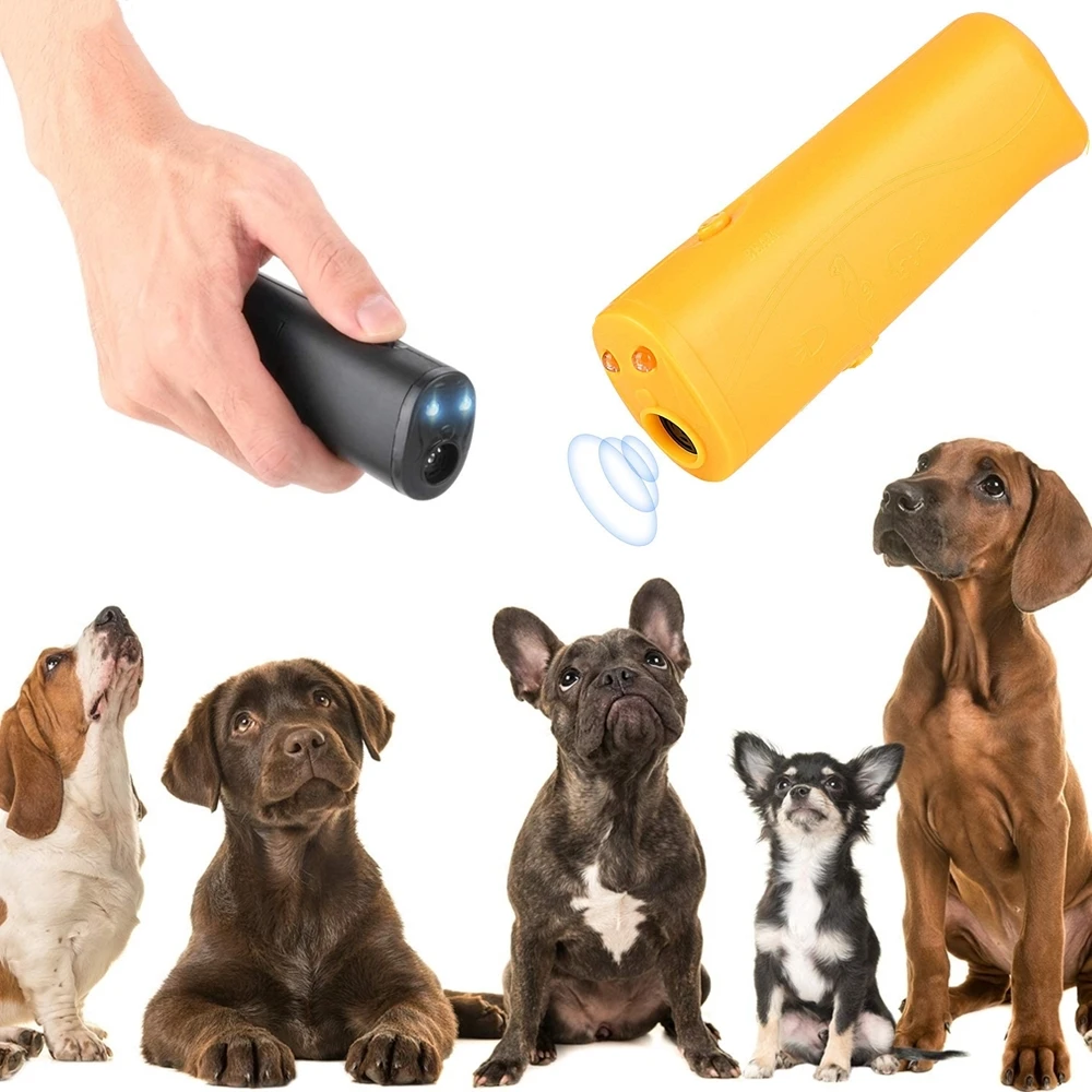 Repelente ultrasónico para perros, entrenador aparato de entrenamiento antiladridos LED 3 en 1, sin batería