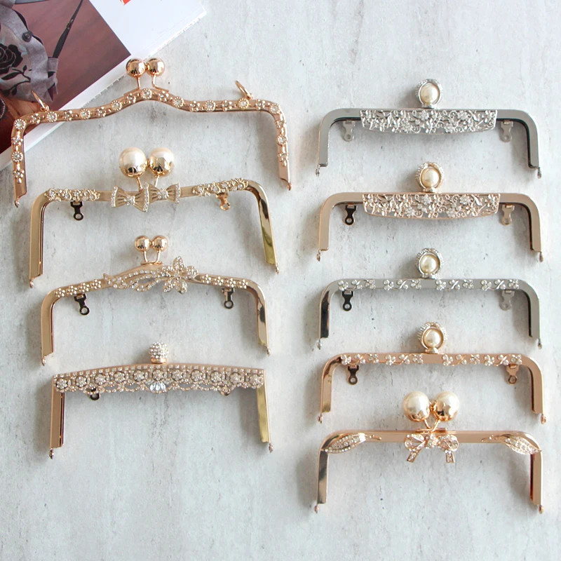 

no hole screw purse frame gather 20.5CM handle purse frame DIY coin purse hardware Kiss lock Bag Parts Accessories