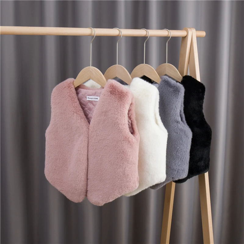 Winter Girls Fashion Faux Fur Vest Bay Kids Children Warm Waistcoat