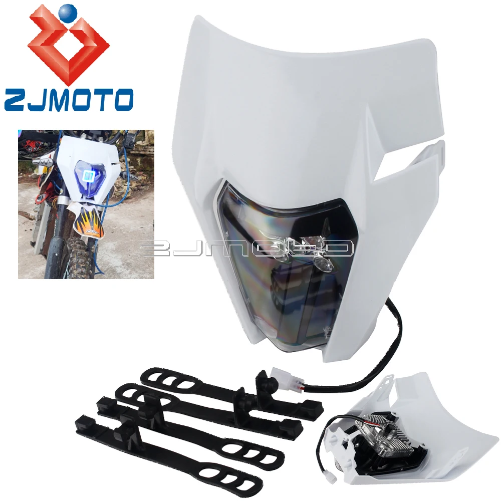 

1SET E8 12V LED Headlight Motocross Front Light With Anti-vibration Rubber Straps For SX XC EXC XC-W SX-F XCF-W 2014-2020