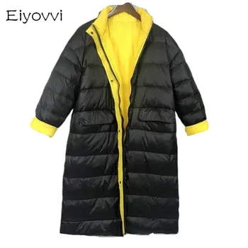 

2020 Winter Hit Color White Down Jackets Women Loose Outerwear Coats Long Fund Overknee Coat Female Korean Friends Jacket Parka