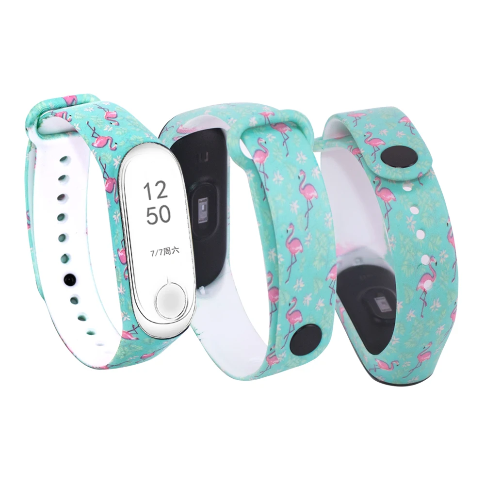 Colorful flowers Mi Band 4 Strap Bracelet Replacement for Xiaomi miband 3 4 Universal silicone wrist strap mi3 belt - Цвет: HuoLieNiao