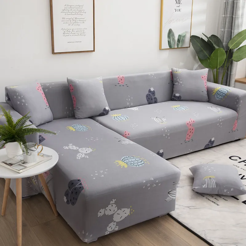 L Shaped Chaise Longue Couch Cover Elastic Sofa Cover for Living Room Universal Slip-resistant Armchair Slipcover