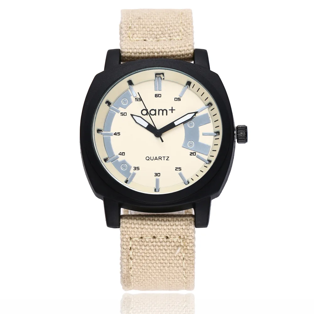 

Hot Selling Simple Double Measuring MEN'S Watch Sports Military Ribbon Quartz Watch