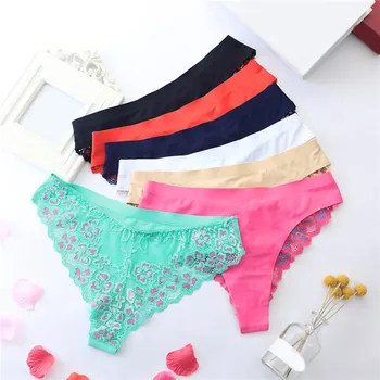 

Sexy Panties Women Lace Low-waist Briefs Female Breathable Embroidery Underwear Transparent G String Underpant Lingerie