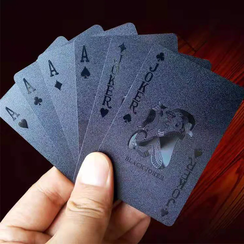 54PCS/Lot Black PVC Poker Waterproof US Dollar Pattern Playing Card Collection Poker Table Game Playing Card Collection Poker