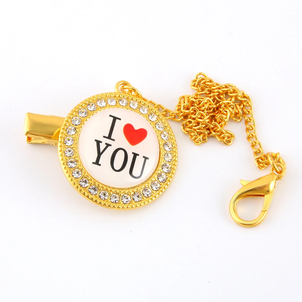 Handmade Bling Bling Pacifier Clip Pacifier Chain Holder Dummy Clip Metal Chain For Infant Baby Feeding