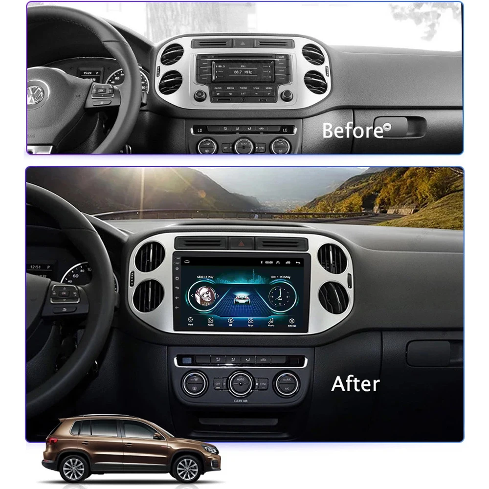 Автомагнитола для tiguan 2010 2018 мультимедийная система DVD стерео Android 8 1 9 &quotПоддержка