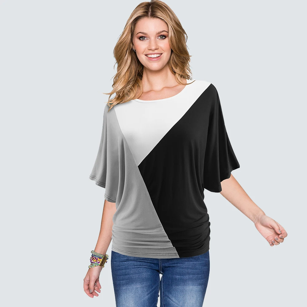 Женская футболка с рукавом летучая мышь круглым вырезом|tee top|t-shirt womentees basic |