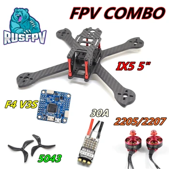 

IX5 5" Frame 2205/2207 Motor 30A ESC 5043 Propeller Betaflight F4 V3S Flight Controller FPV Combo for RC FPV Beginner Racing