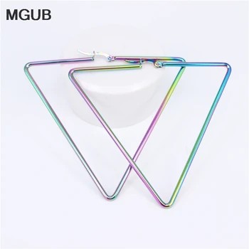 

Wholesale High quality Stainless Steel triangle Hoop Earrings With Gold Color Simple Earring For Women JewelryLH823