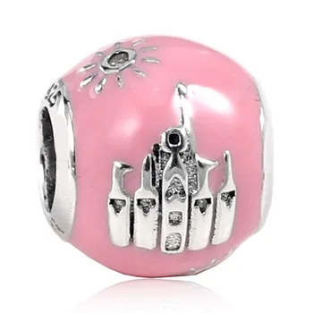

New 925 Sterling Silver Bead Charm Pink Enamel Family Silhouettes Hand To Hand Beads Fit Pandora Bracelet Bangle Diy Jewelry