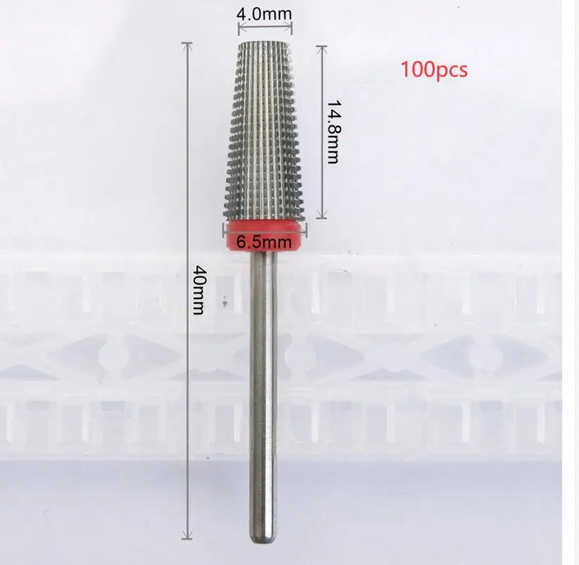 

100pcs Tungsten Nail Drill Bit Electric Manicure Drill For Machine Milling Cutter Nail Files Buffer Nail Art Equipment Accessory