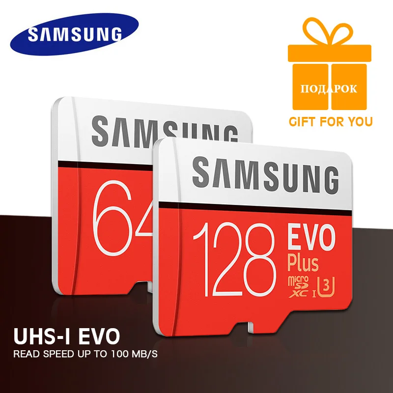 Карта Microsd SAMSUNG 256G 128 Гб 64 ГБ 32 ГБ 16 ГБ 8 ГБ 100 МБ/с./с класс 10 U3 U1 SDXC класс EVO+ Micro SD карта памяти TF флэш-карта