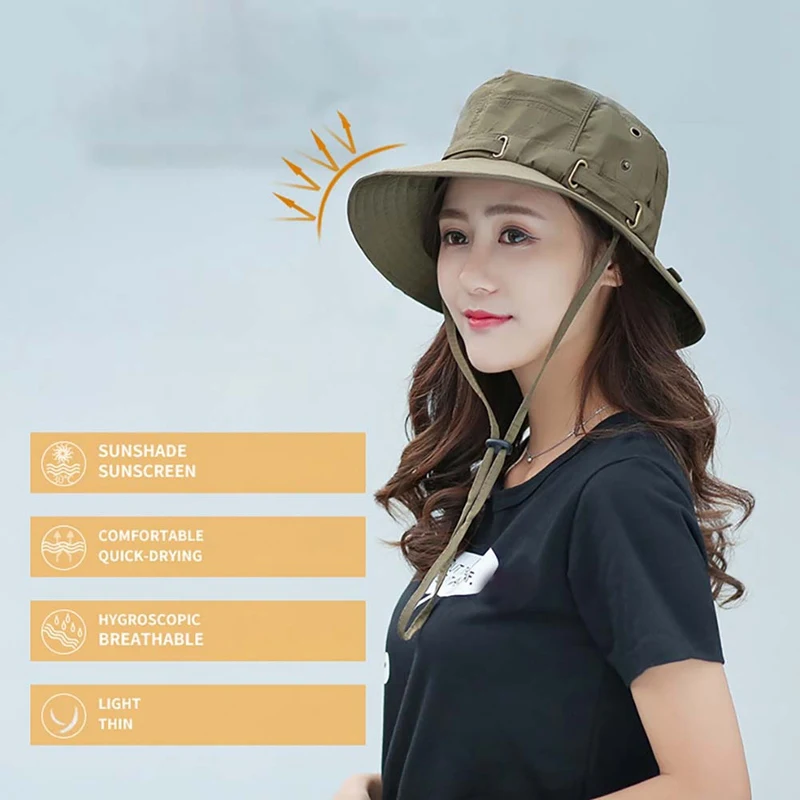 

Outdoor Sun Hat, Waterproof Fishing Hat Sun Protection Summer Boonie For Men And Women Foldable Bucket Hat For Hiking