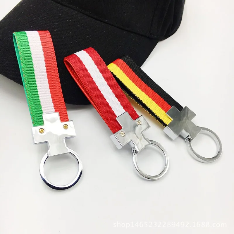 Tools Auto Sport Metal+Cloth Italy Flag Germany Car Key Ring Keychain For BMW Ford Mazda Skoda Kia Mercedes Audi |