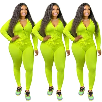 

Zoctuo Women Suit Solid Hoodie Zipper Tops and Long Pants Set Tracksuits 2020 Summer Going Out Outfits Casual Two Piece Set