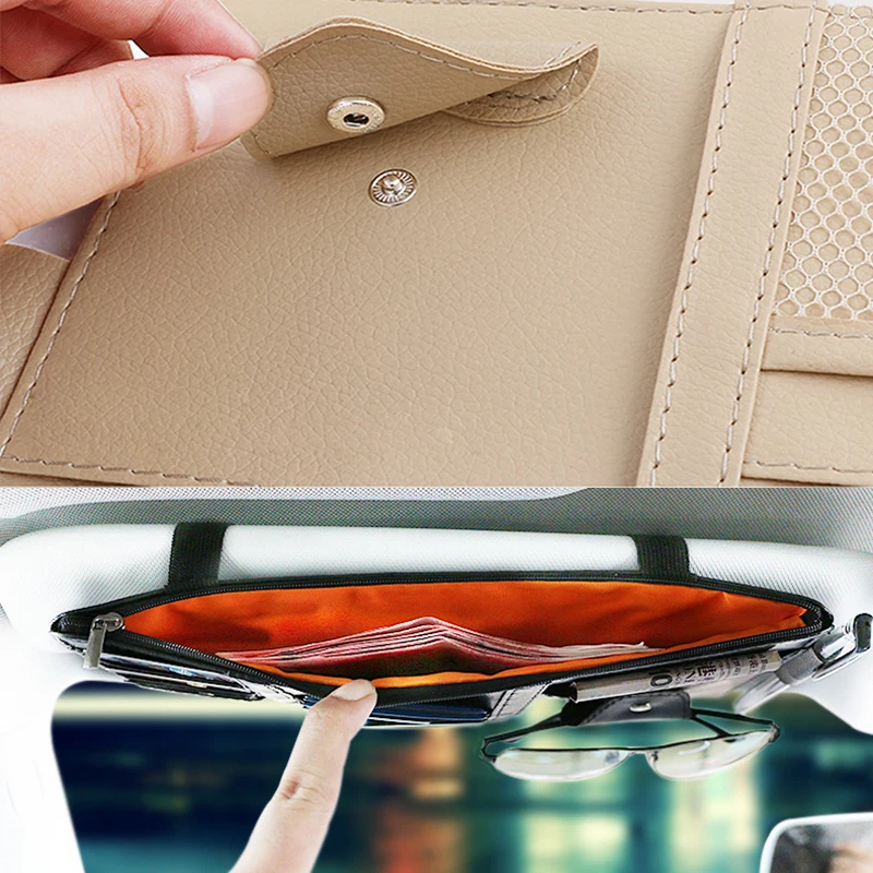 Car Styling Visor Organizer Auto Sun Visor Storage Pouch Car Organizer Sunglasses Holder Card Ticket Pocket Pen Holder car storage bag sun visor organizer