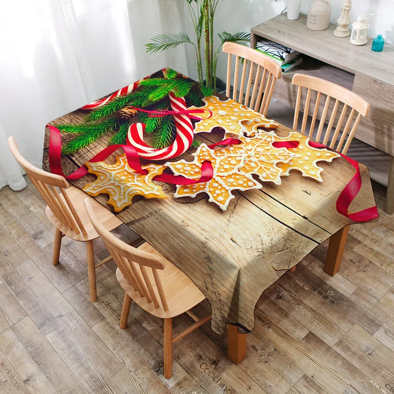 Christmas Biscuits 3D Printed Pattern Rectangular Tablecloths Picnic Dustproof Table Cover Tea Machine Cloth Bedside Cabinet Mat - Color: No.2