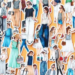 36pcs/pack Fashion Girl Planner Stickers DIY Scrapbook Paper Sticker Pack Journal Album Decorations Christmas Gift Stationery