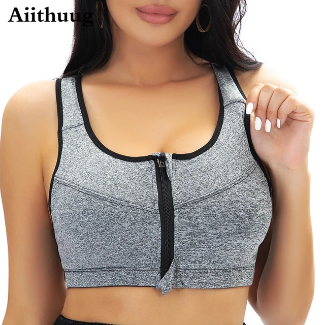 Women's Sports Bra High Impact Support Bounce Control Wirefree Mesh  Racerback Top