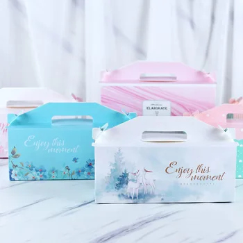 

10pcs Transparent window protable cake box net red mousse Tiramisu pastry packaging boxes handmade DIY favors gift paper boxes