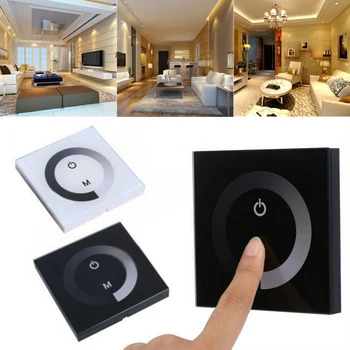 New Touch Panel Smart Switch Lights DC12V-24V Dimmer Controller UK/EU Wall Mounted Switch Work With  LED Light 1
