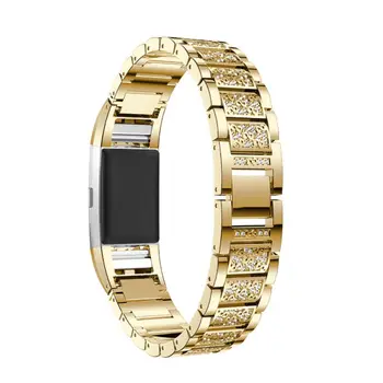 

Watch Bands Metal Strap With Rhinestone Replacement Bracelet Compatible With / For Fitbit Charge 2