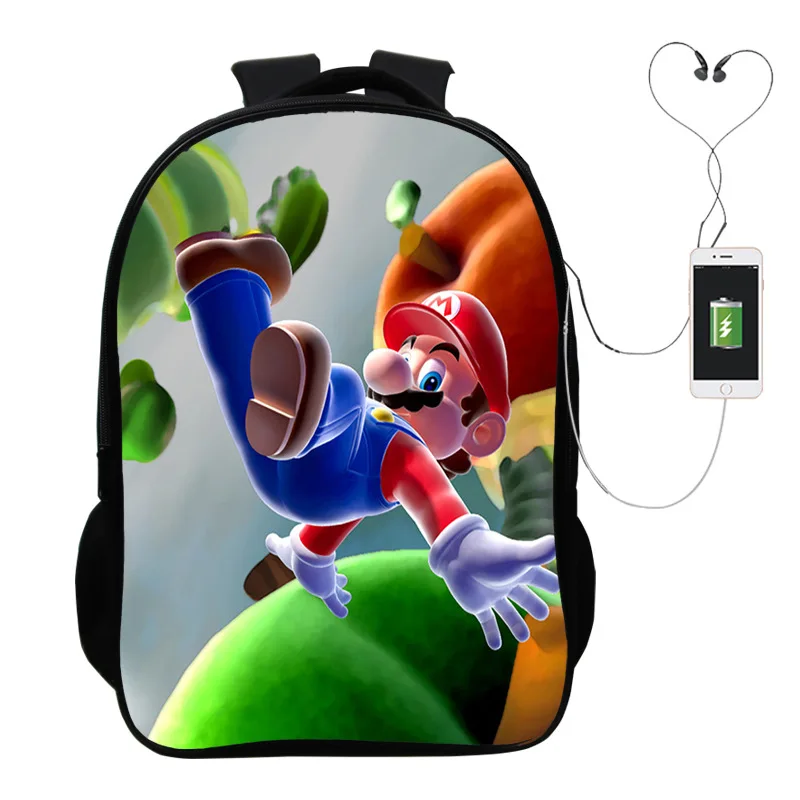 photo colour Популярная игра “Марио” Многофункциональный USB зарядный рюкзак для детей, для мальчиков, детей, подростков, мужские Школьные сумки дорожные сумки для ноутбуков - Цвет: photo colour