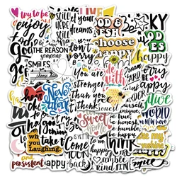 Motivational Slogan PVC Graffiti Sticker Aesthetic Notebooks Scrapbooking Accessories Phone Child Sticker Flakes 50PCS