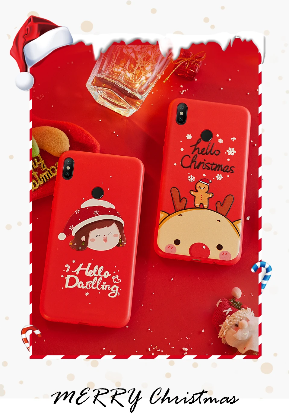 Новогоднее украшение чехол с принтом "Санта Клаус" для спортивной камеры Xiao mi Red mi Примечание 7 5 Чехол Рождественский подарок для Xiaomi mi A1 A2 Lite mi 8-9(США); красные mi 5 Plus