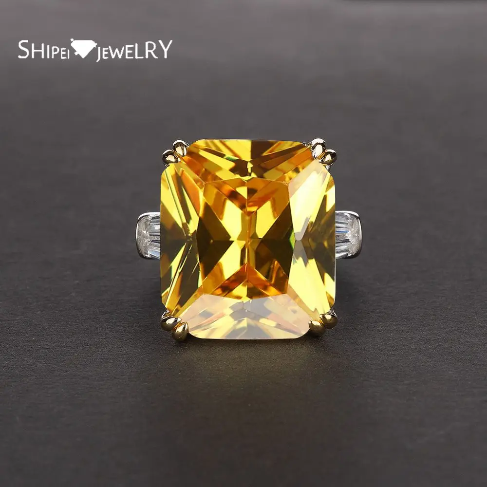 Shipei 100% 925 Sterling Silver Gemstone Ring Fine Jewelry Luxury Created Moissanite Citrine Ruby Emerald Wedding Ring Gift Shipei 100% 925 Sterling Silver Gemstone Ring Fine Jewelry Luxury Created Moissanite Citrine Ruby Emerald Wedding Ring Gift