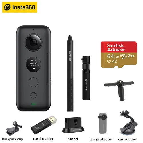 Insta360 ONE X VR 360 панорамная камера для iPhone и Android 5,7 K видео 18MP фото Экшн-камера для дайвинга чехол для Insta360 - Цветной: Kit D bullet time