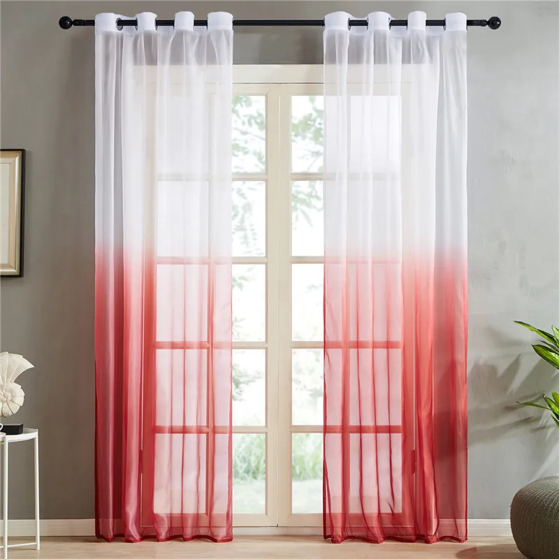 

YokiSTG Gradient Sheer Curtains Window Tulle Curtains for Living Room Bedroom Kitchen Home Decor Include Curtain and Tie Rope
