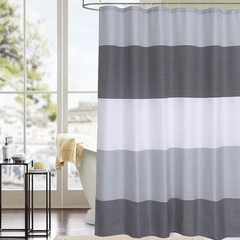 

Nordic Waterproof Shower Curtain Transverse Stripes Polyester Fabric Bathroom Curtain Decor Precise Thickened Shower Curtains