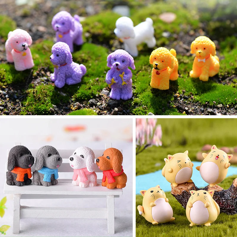 Christmas Penguin Rabbit Squirrel Cat Dog Cow Pig Animal Model Action Figure 4pc Cake Decoration Toy Set Children Doll House for action figure