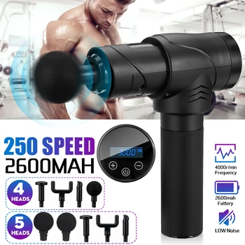 

250 Speed Muscle Massager LED Display 5 Heads 2600mAh Battery Massage Guns Percussion Vibration Muscle Relax Body Slimming