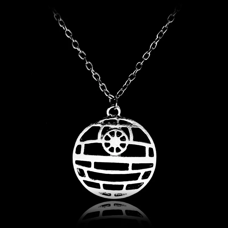 Star Wars Battle Station Death Star Pendant Necklace Creative Hollow Out Round Necklaces Silver Color Metal Jewelry