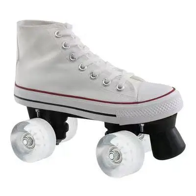 Canvas Adult Roller Skates Shoes for Men and Women Training Sneakers Double Row 4 Flash Wheels