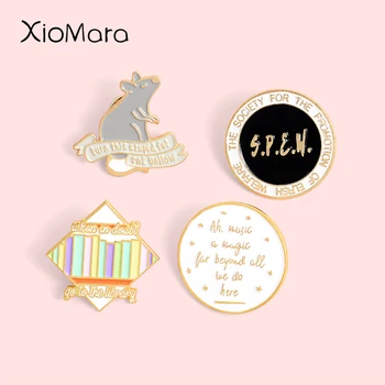 

Magic School Enamel Pins Scabbers Dumbledore Library Magical Book Movie Jewelry Wizard Lapel pins For Kids Friends GIfts